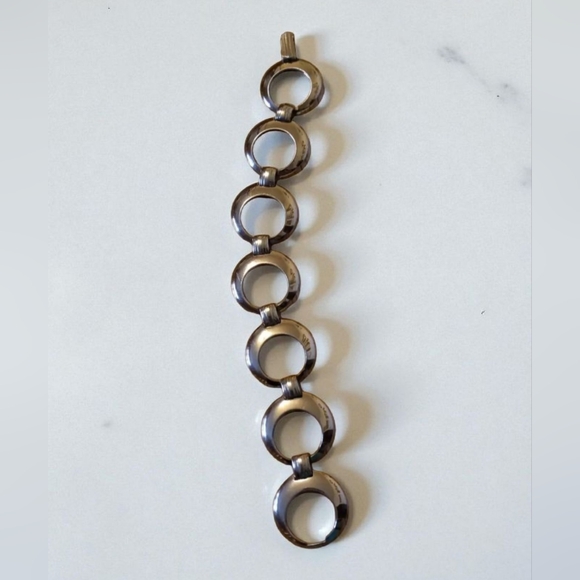 Vintage Vermeil Sterling Silver Gold Circle Bracelet - Picture 3 of 10